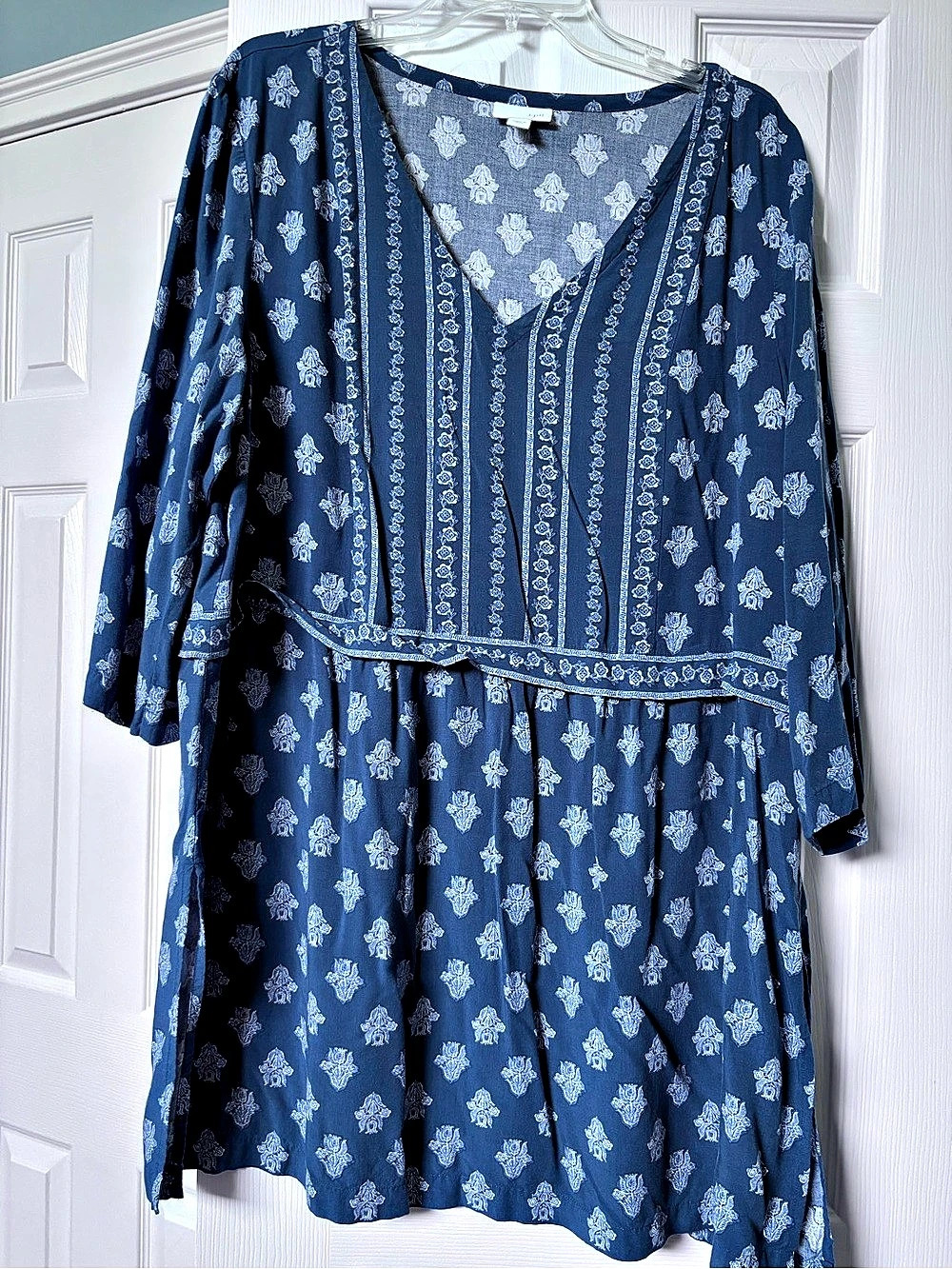 J.Jill Floral Mini Dress in Blue & White Size XL Like New